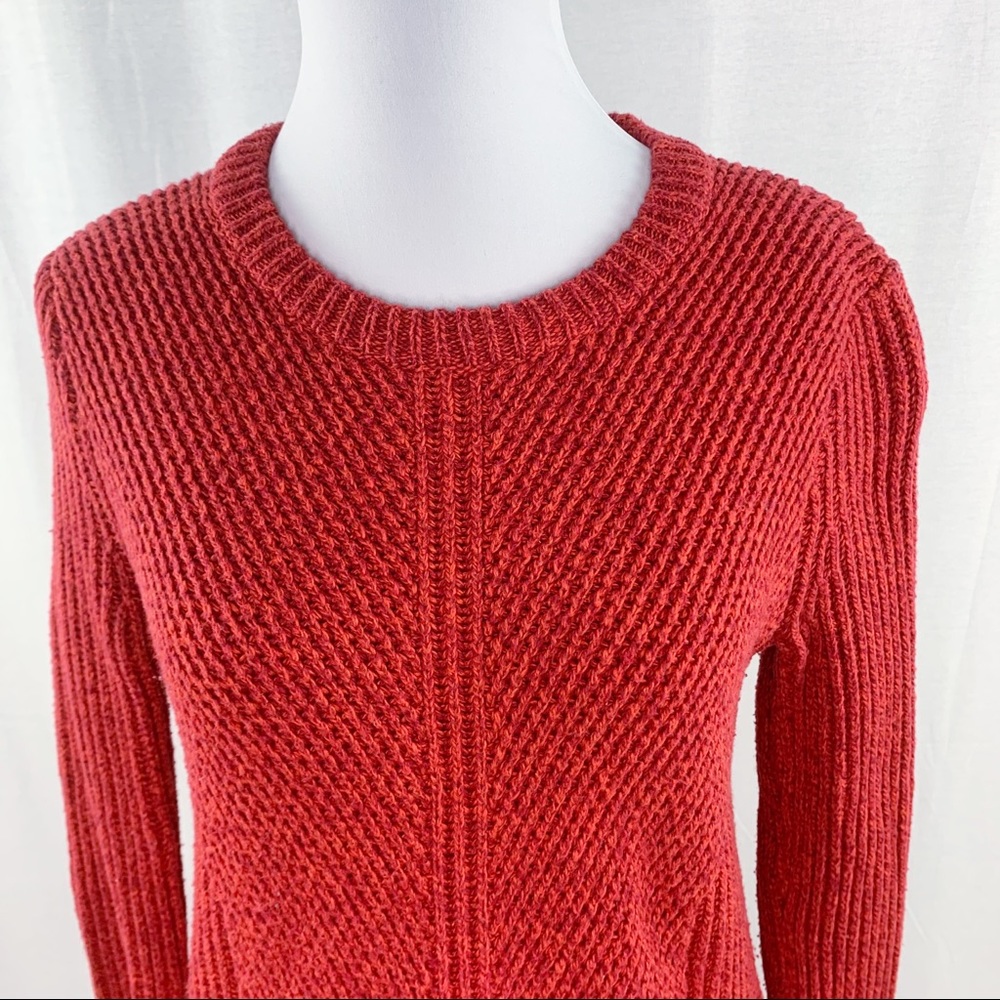 Madewell hexcomb texture red thick crewneck sweater - Picture 2 of 12
